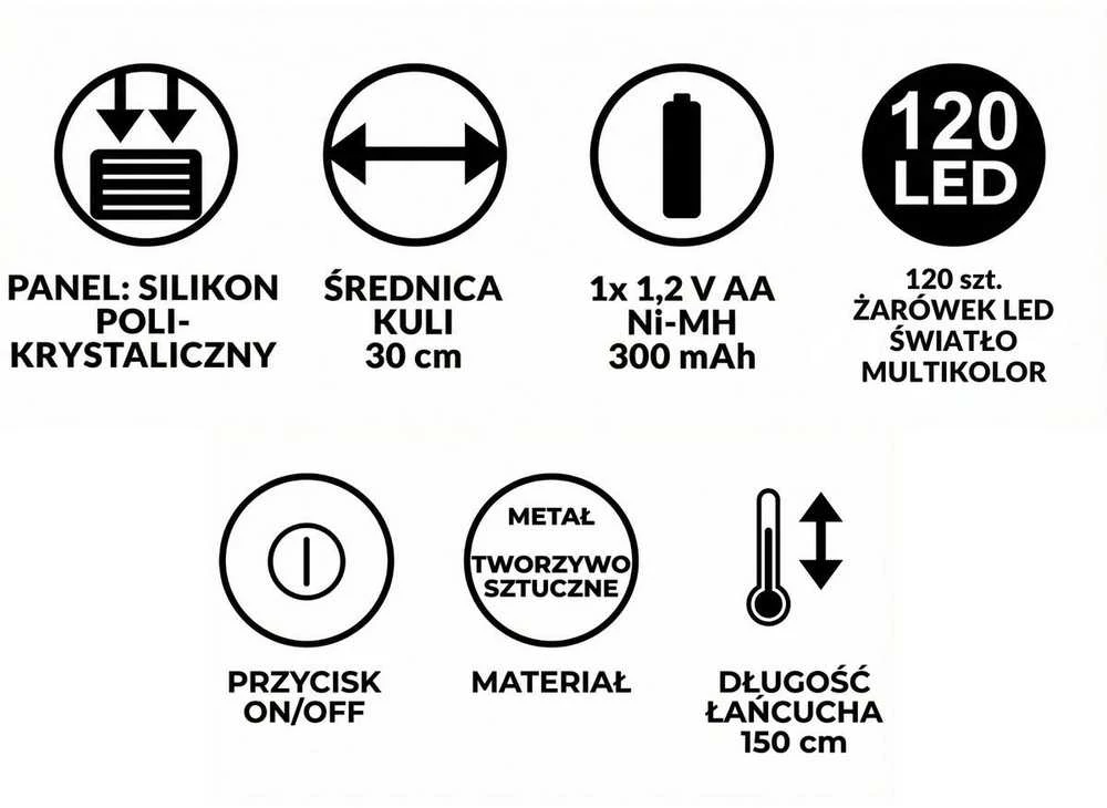 Pakabinamas šviestuvas Saska Garden Pakabinamas saulės šviestuvas 30 cm su LED