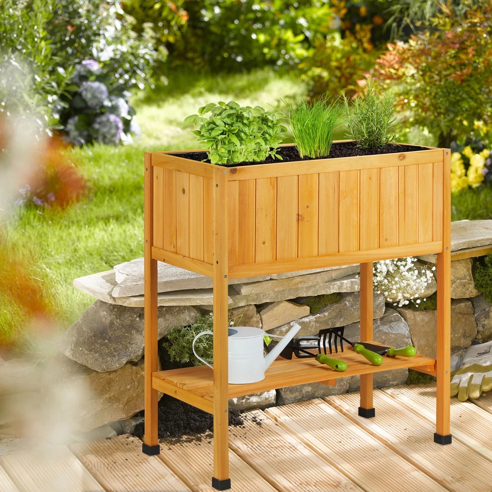 Relaxdays Pakelta medinė sodinimo dėžė
