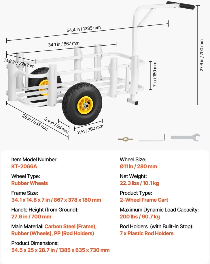 VEVOR Paplūdimio žvejybos vežimėlis 90,7kg
