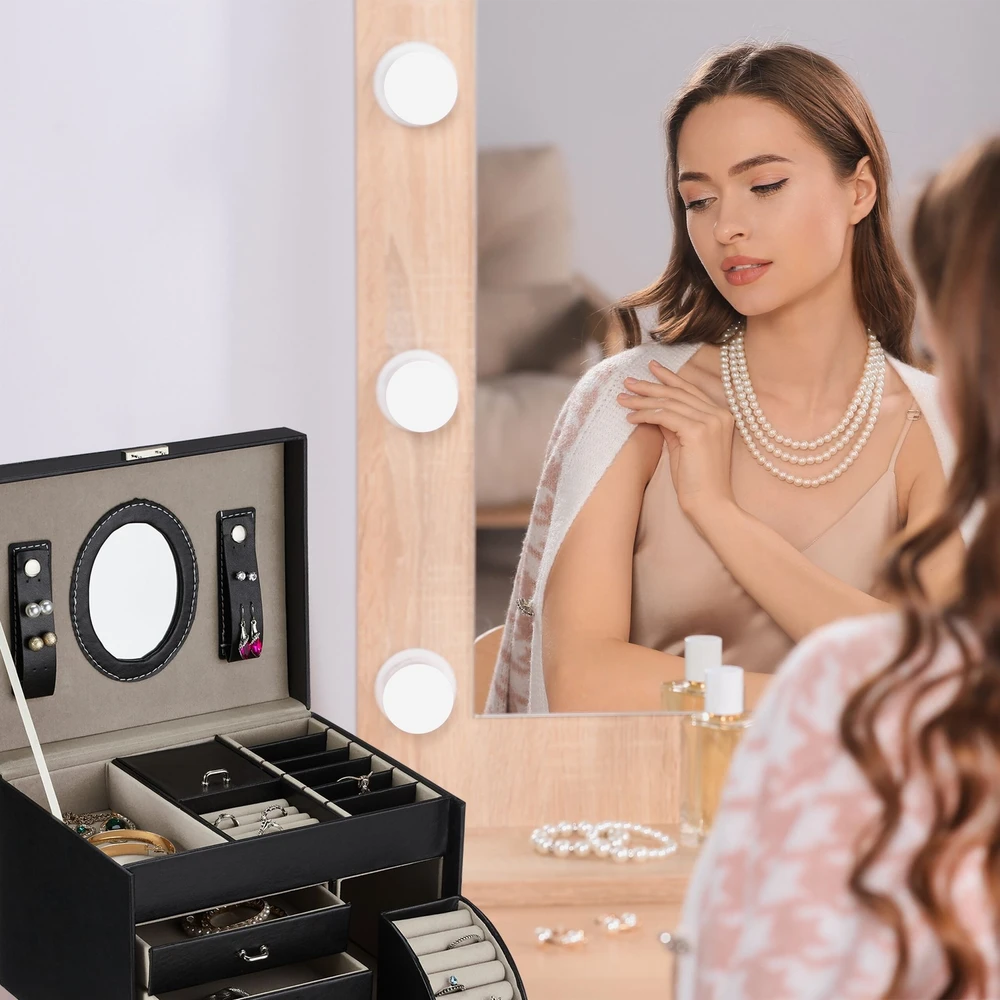 Relaxdays Papuošalų dėžutė su veidrodžiu