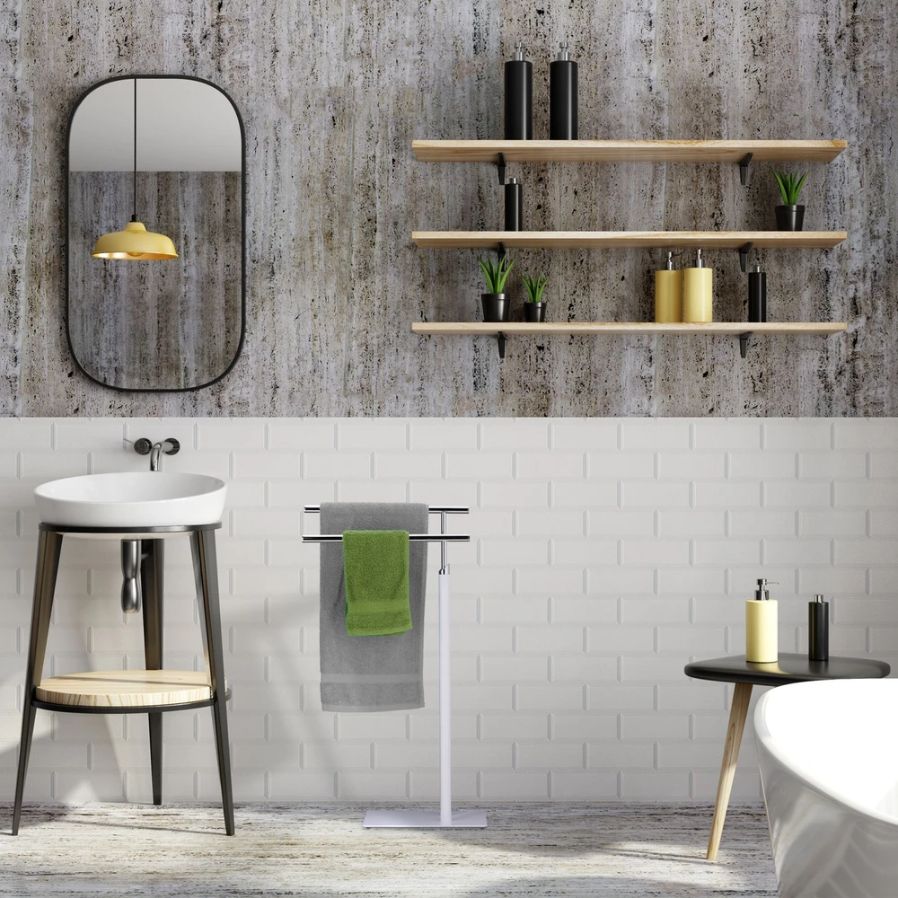 Relaxdays Pastatomas rankšluosčių stovas baltos/sidabrinės spalvos