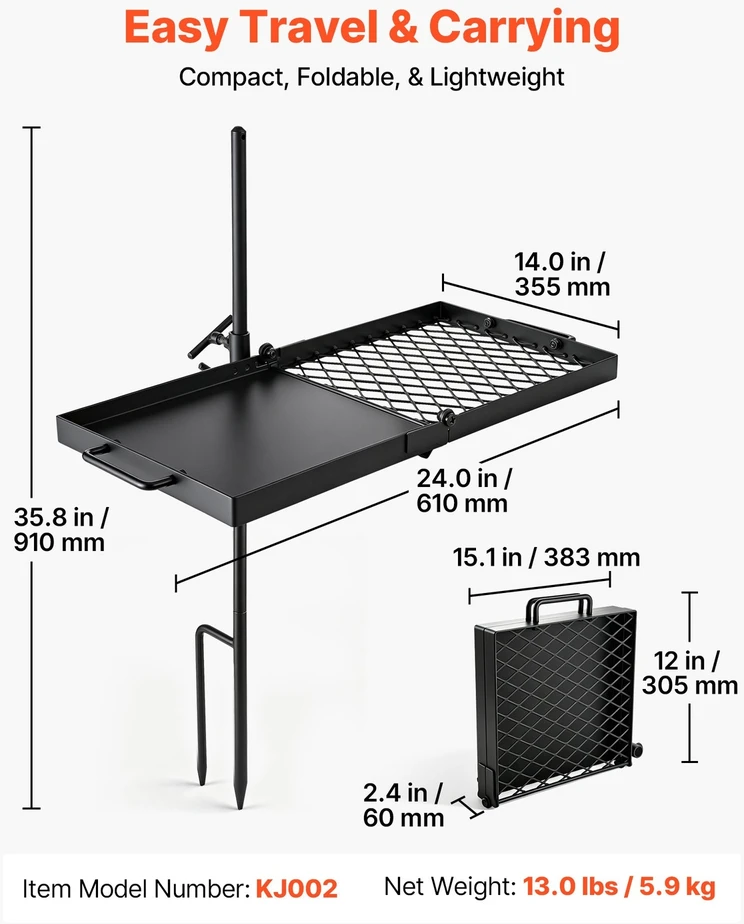 VEVOR Pasukamos laužo kepsninės grotelės 61 cm
