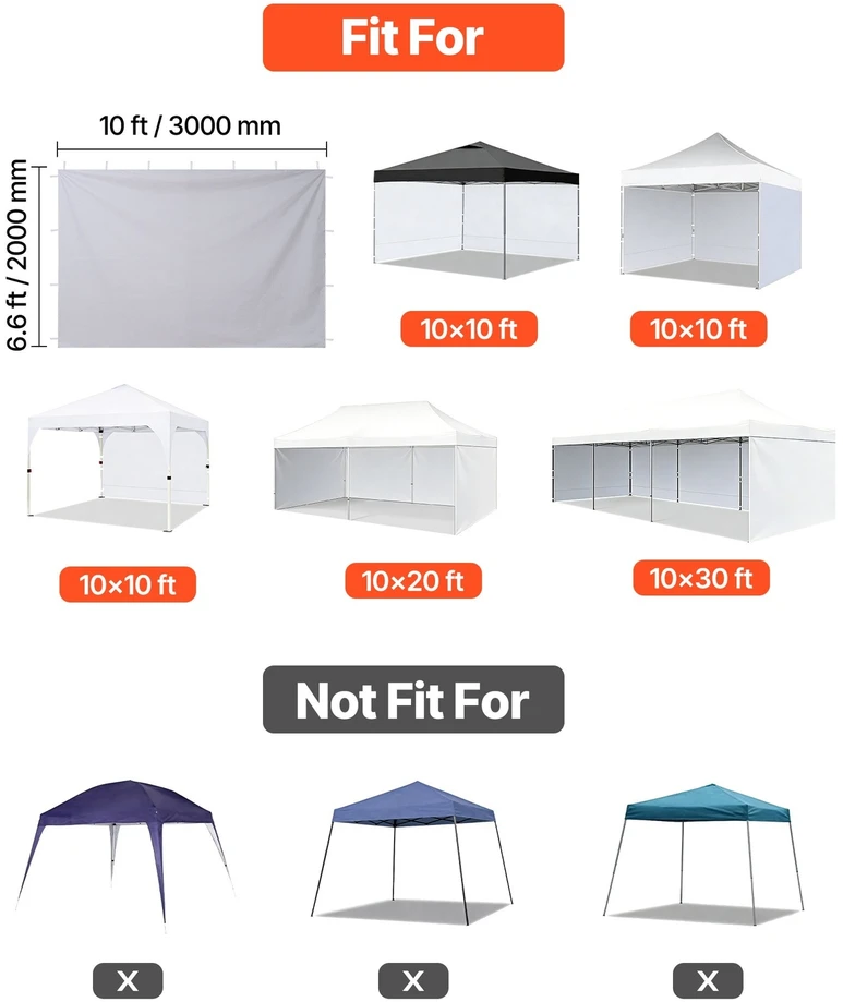 VEVOR Pavėsinės šoninės sienelės 3 x 3 m