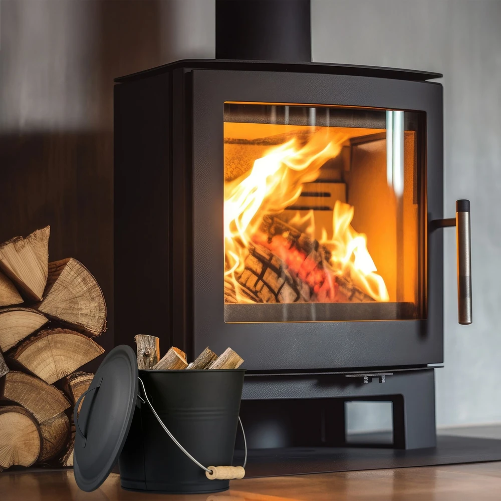 Relaxdays Pelenų kibiras su dangčiu ir šlavimo rinkinys 4,5 l