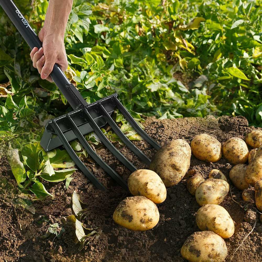 Vevor Penkių dantų sodo šakė su metaline rankena