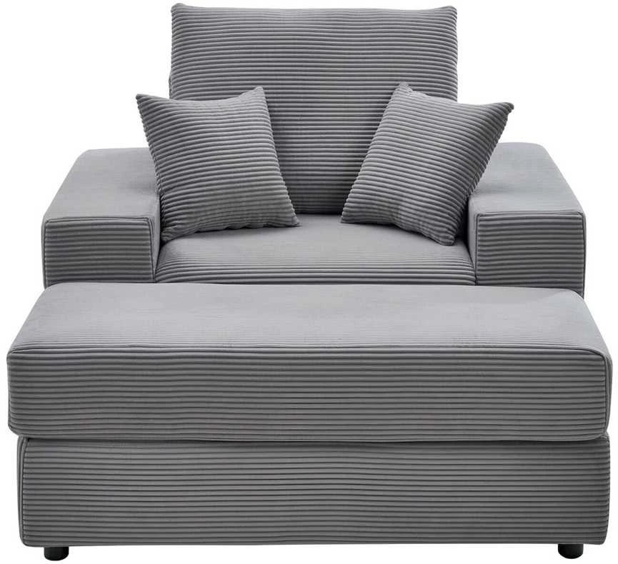 Sofa Vevor Pilka šezlonginė kėdė su pagalvėmis