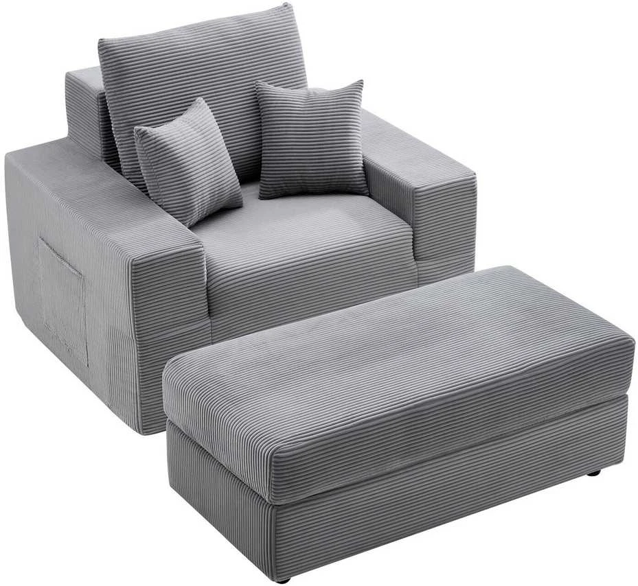 Sofa Vevor Pilka šezlonginė kėdė su pagalvėmis