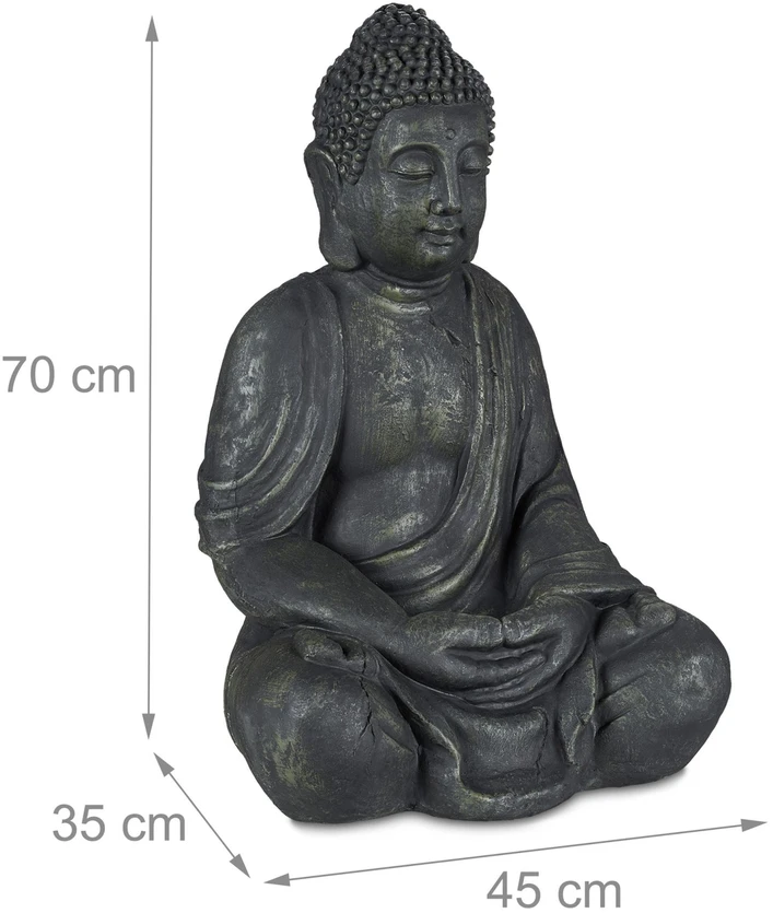 Relaxdays Pilka vintažinės išvaizdos Budos statula 70 cm