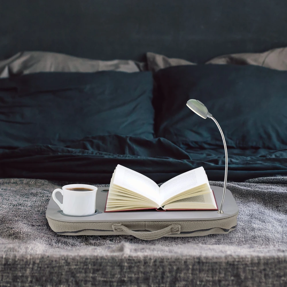 Relaxdays Pilkas nešiojamojo kompiuterio padėklas ant kelių su šviesa