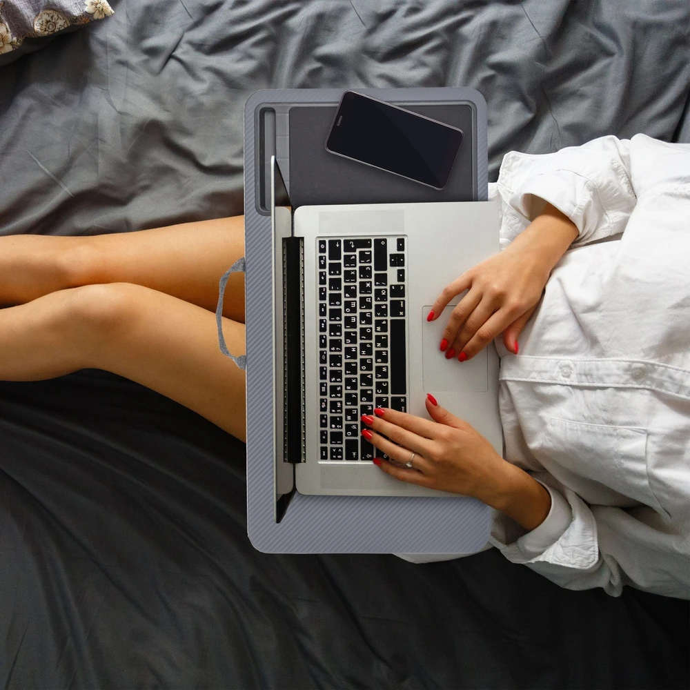 Relaxdays Pilkas nešiojamojo kompiuterio padėklas su pelės kilimėliu