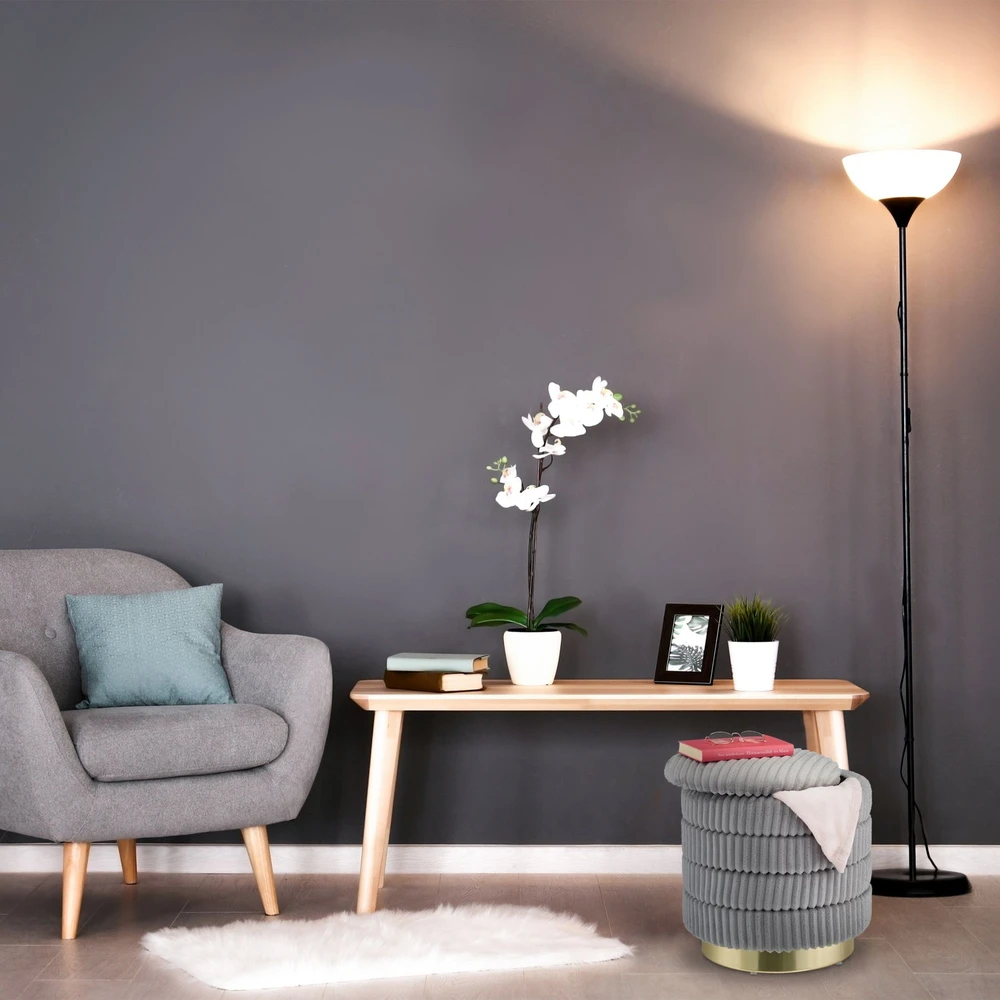 Relaxdays Pilkas pufas su daiktadėže