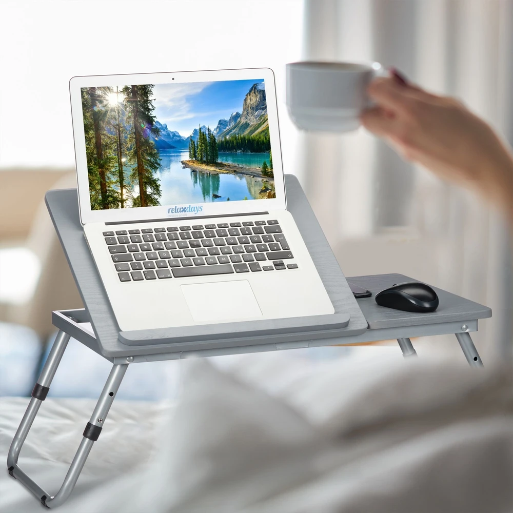 Relaxdays Pilkas reguliuojamo aukščio nešiojamojo kompiuterio padėklas