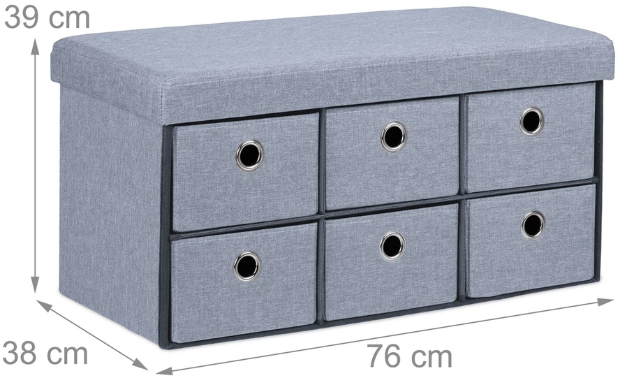 Relaxdays Pilkas suolelis su daiktų laikymo vieta