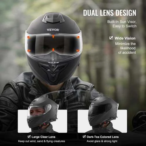 VEVOR Pilno veido motociklininko šalmas su „Bluetooth“ lizdu