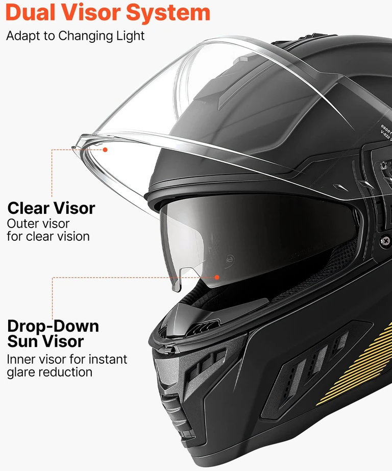 VEVOR Pilno veido motociklininko šalmas su dviem skydeliais (XL)