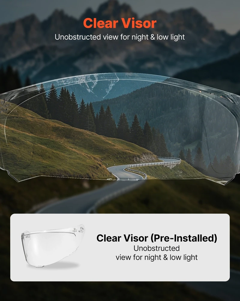 VEVOR Pilno veido motociklo šalmas su skydeliu