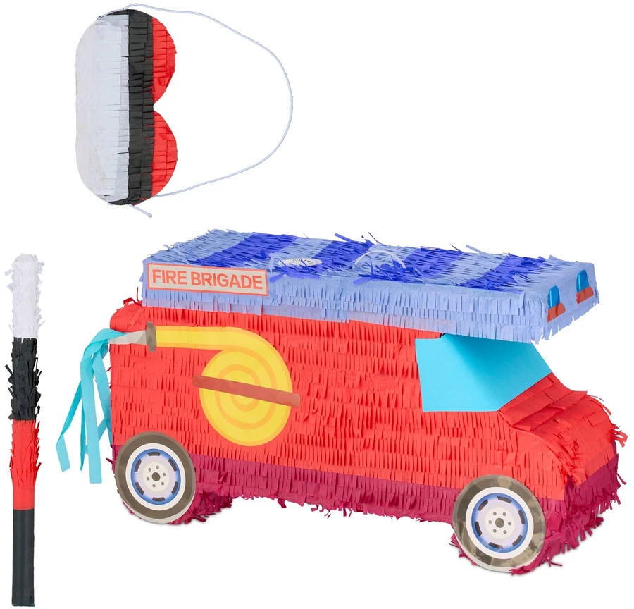 Relaxdays Pinjata gaisrinis automobilis su lazda ir kauke