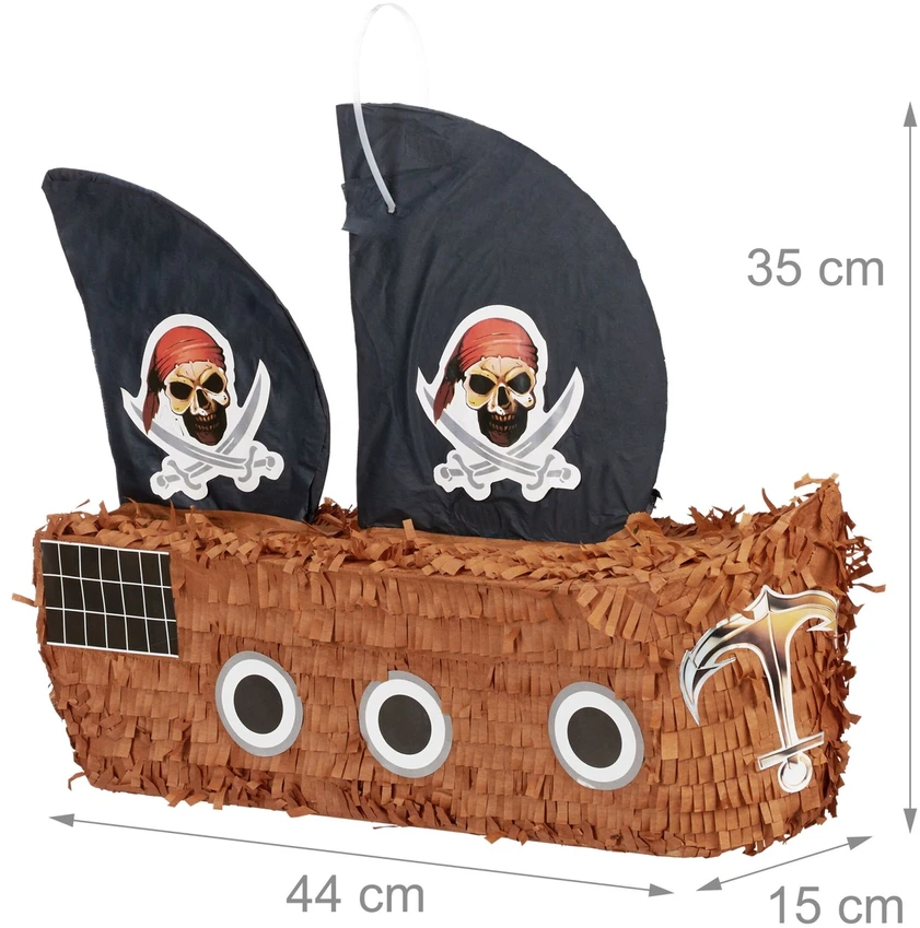 Relaxdays Pinjatos rinkinys: piratų laivas, lazda ir kaukė