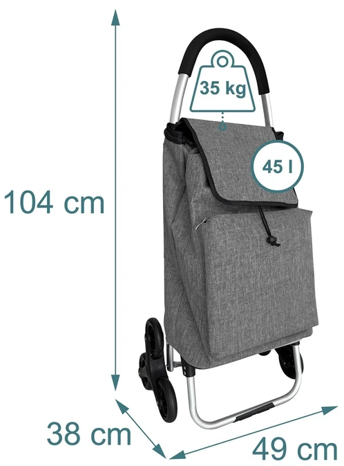 Relaxdays Pirkinių vežimėlis laiptams 45 l