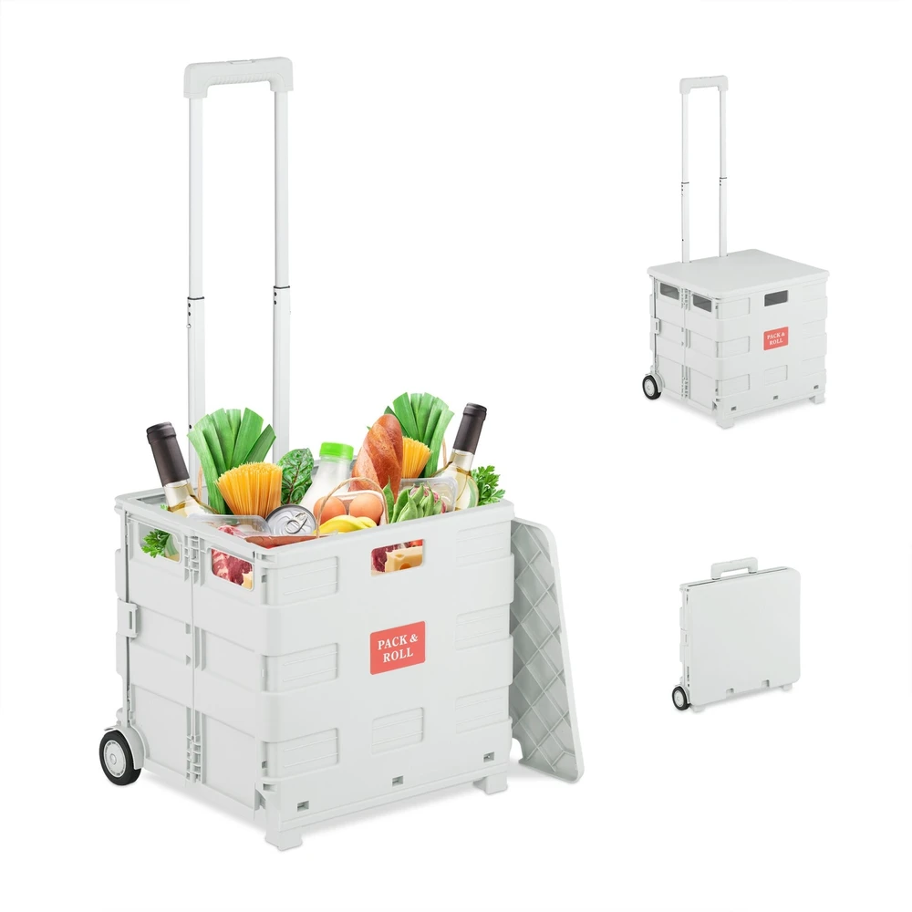 Relaxdays Pirkinių vežimėlis su dangčiu, 35 kg keliamoji galia