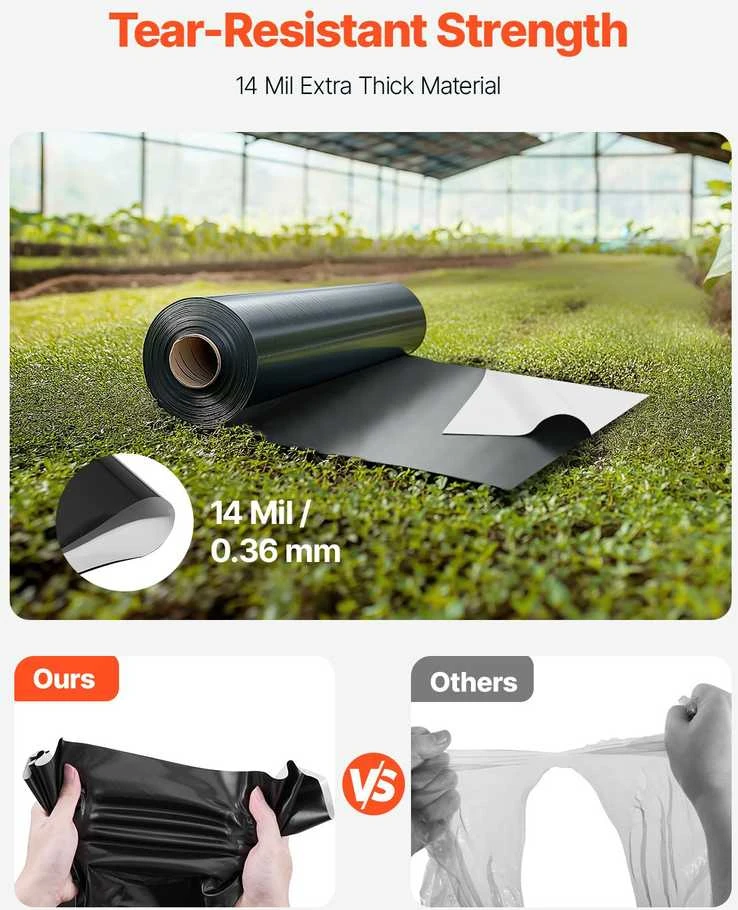 Vevor Plastikinė plėvelė 14 mil 3,05 x 30,48 m