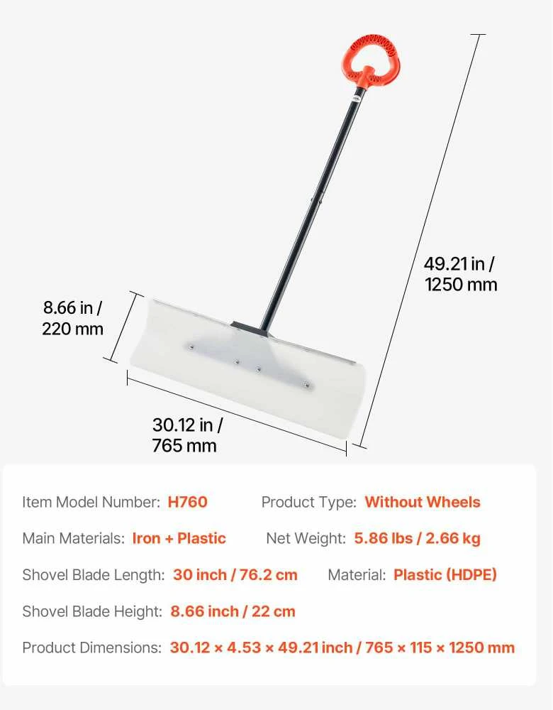 Vevor Plastikinė sniego stumdyklė 76 cm važiuojamajai daliai