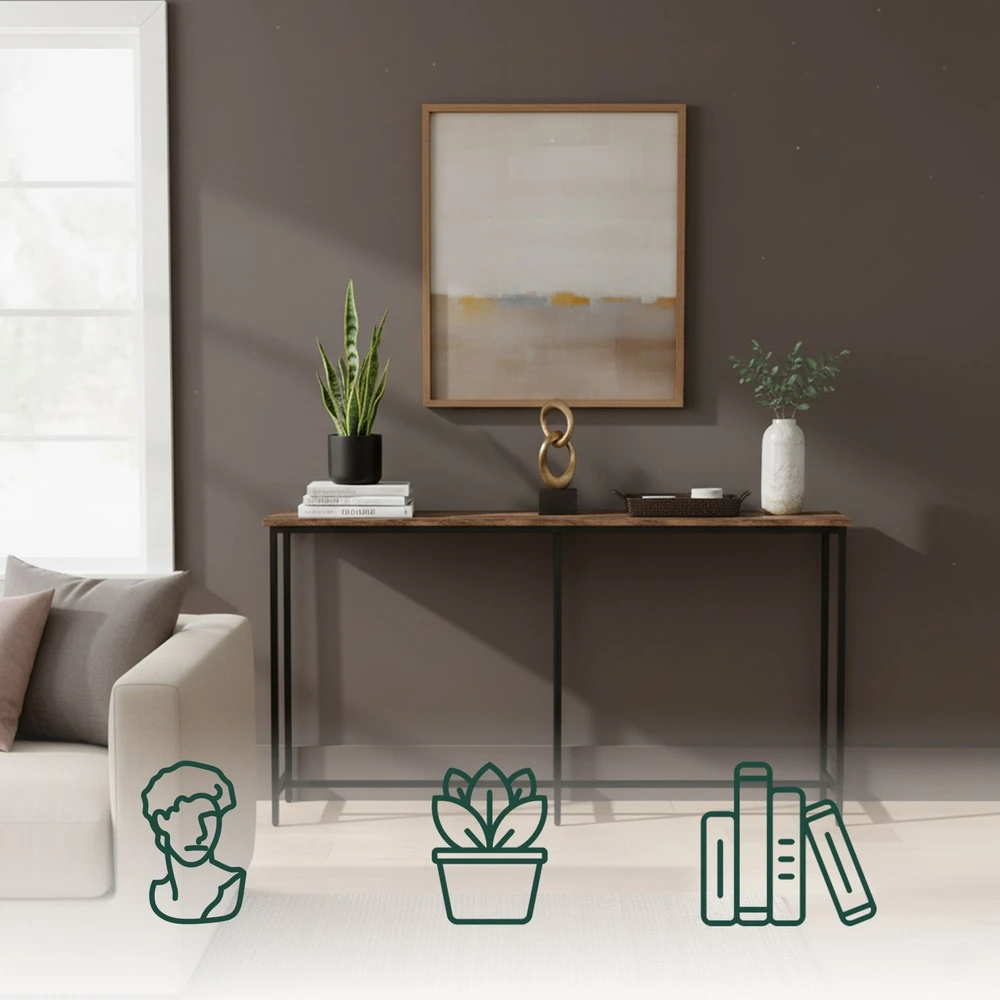 Relaxdays Platus konsolinis stalas, industrinio stiliaus