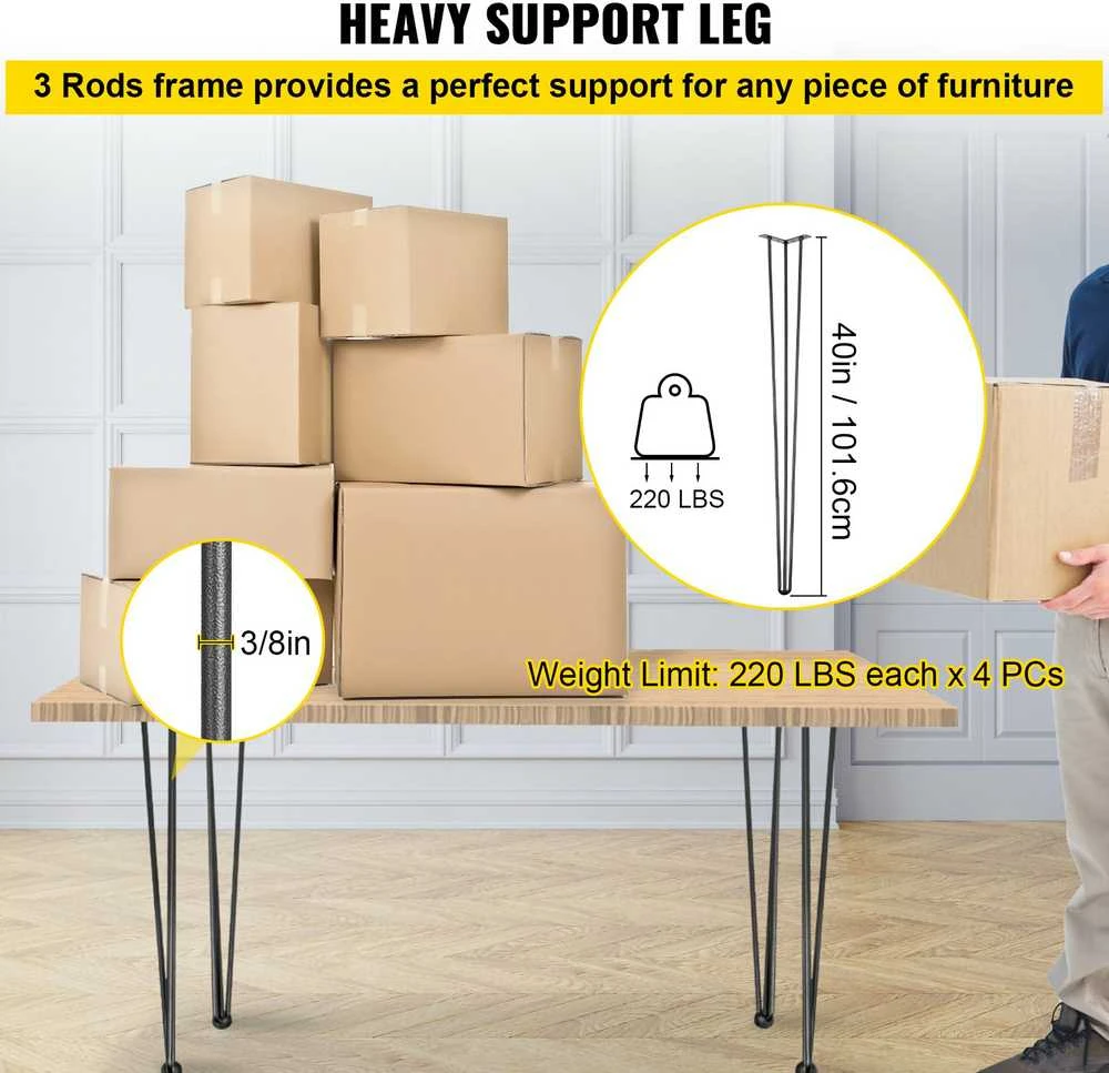 VEVOR Plieninės plauktuotos stalo kojos 101,6 cm