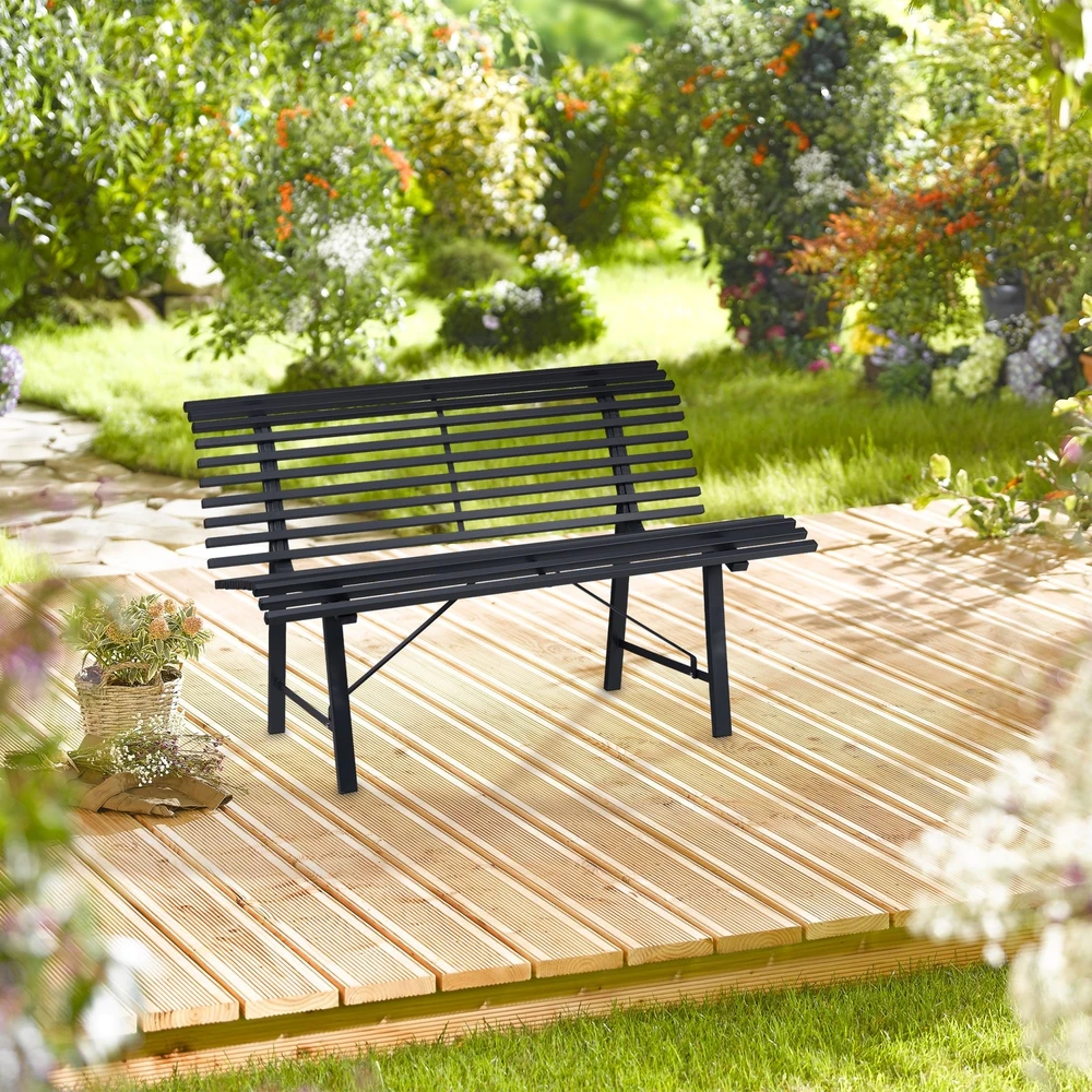 Relaxdays Plieninis sodo suoliukas antracito spalvos