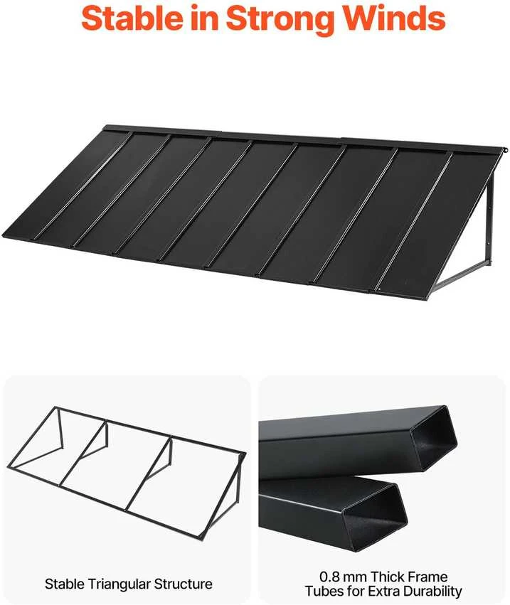 VEVOR Plieno lauko durų stogelis 264x91 cm