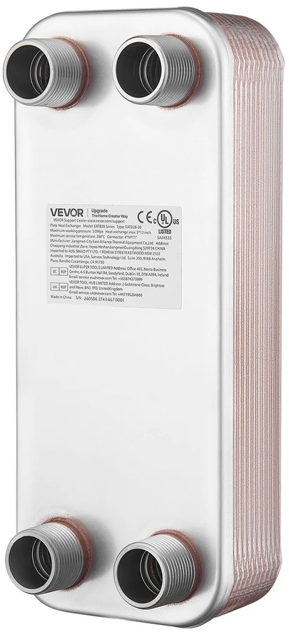 VEVOR Plokštelinis šilumokaitis, 20 plokštelių, 126 x 301 mm