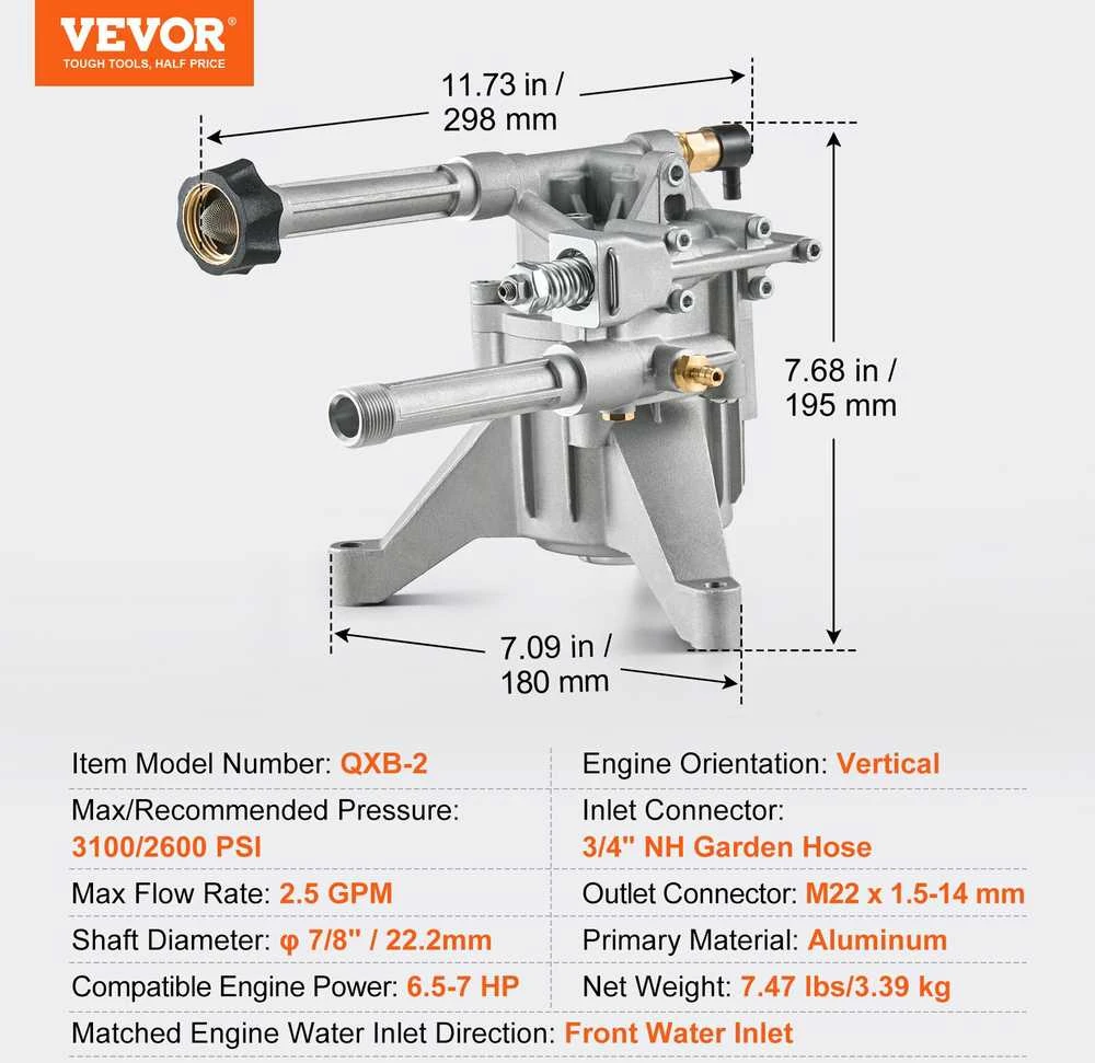 VEVOR Plovimo siurblio pompa 3100 PSI 2.5 GPM