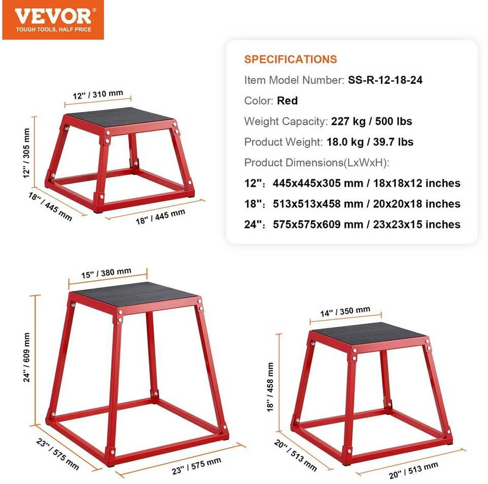 VEVOR Plyometrijos šokinėjimo dėžės 30/45/61 cm