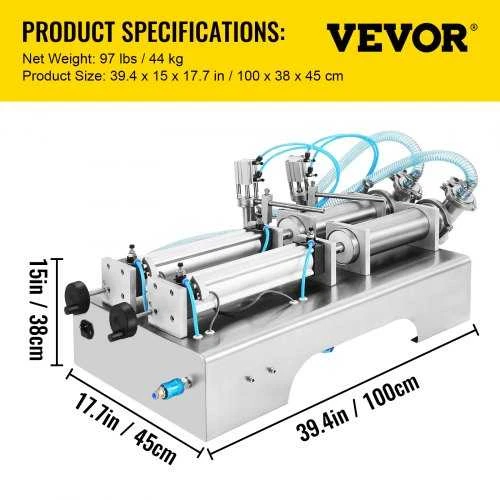 VEVOR Pneumatinė skysčių pildymo mašina 100-1000 ml