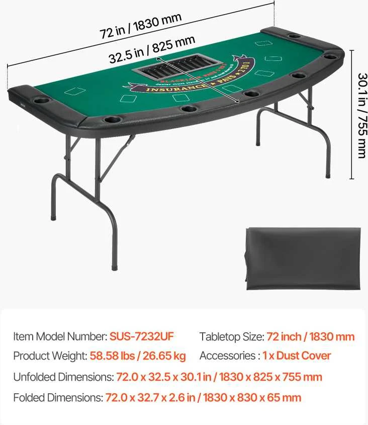 VEVOR Pokerio stalas 7 žaidėjams