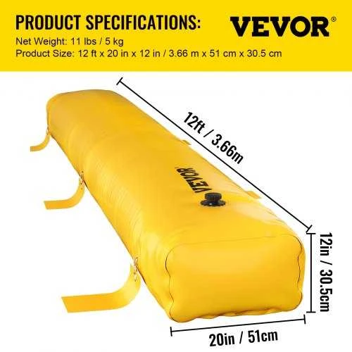 VEVOR Potvynių barjeras PVC, 3,66 m x 30,5 cm
