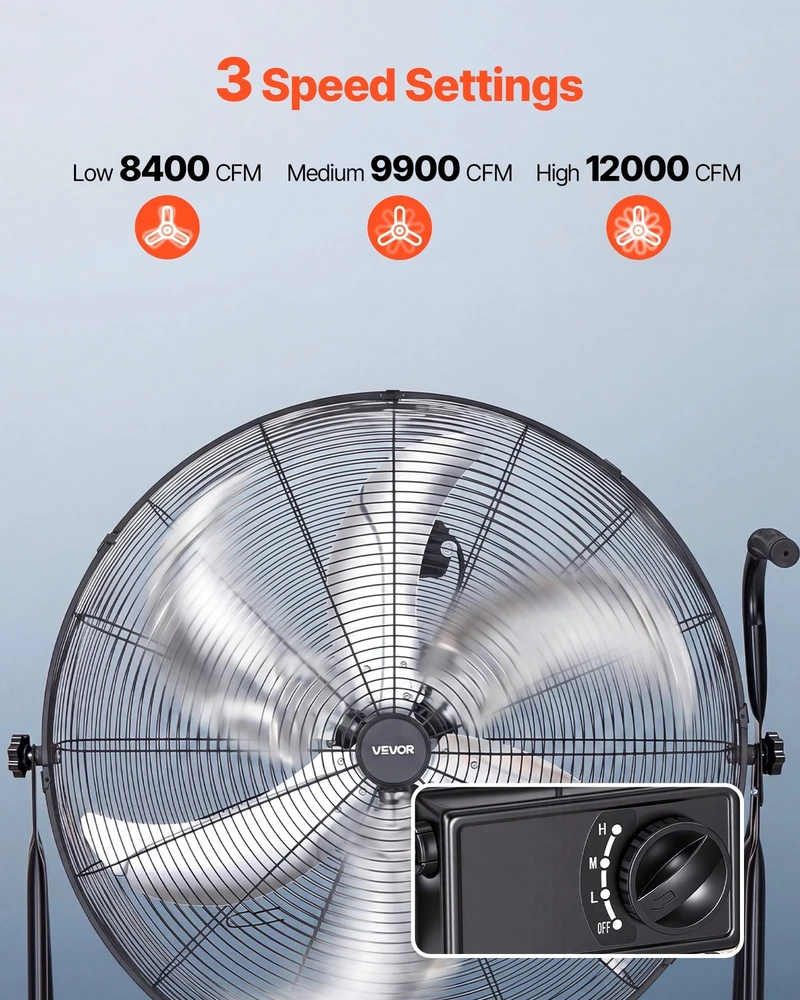 VEVOR Pramoninis 762 mm būgninis ventiliatorius, 12000 CFM