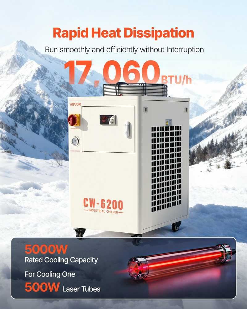 VEVOR Pramoninis vandens aušintuvas, 5000W, su kompresoriumi