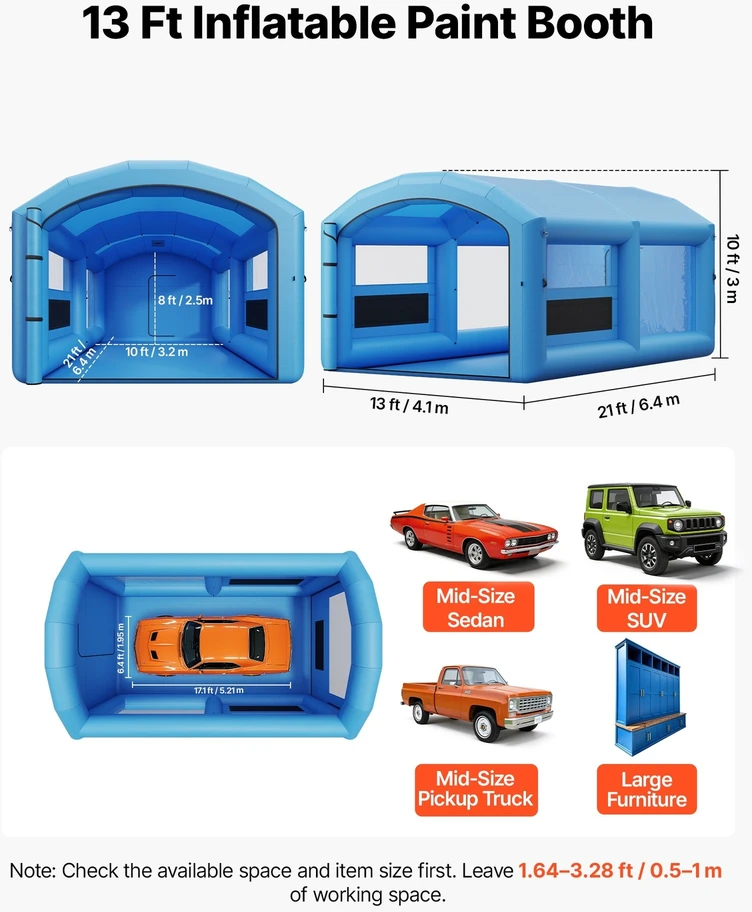 VEVOR Pripučiama dažymo kabina 6,4 x 4,1 x 3 m