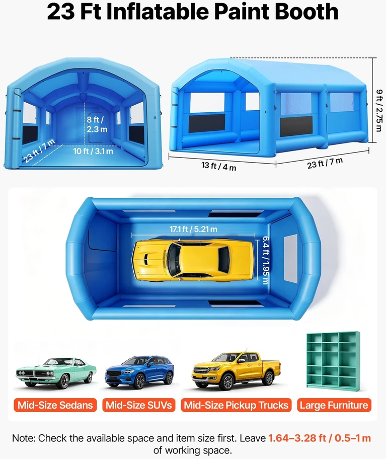 VEVOR Pripučiama dažymo kabina 7 x 4 x 2.75 m