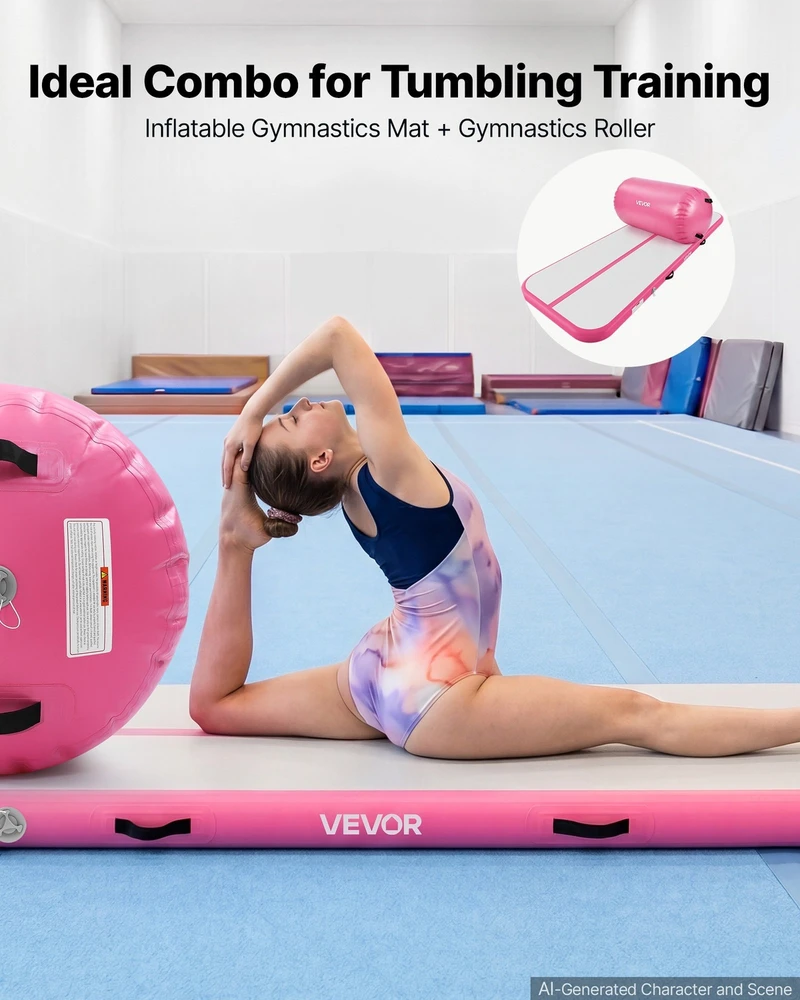 Pripučiama gimnastikos oro kilimėlis su cilindru 3 m