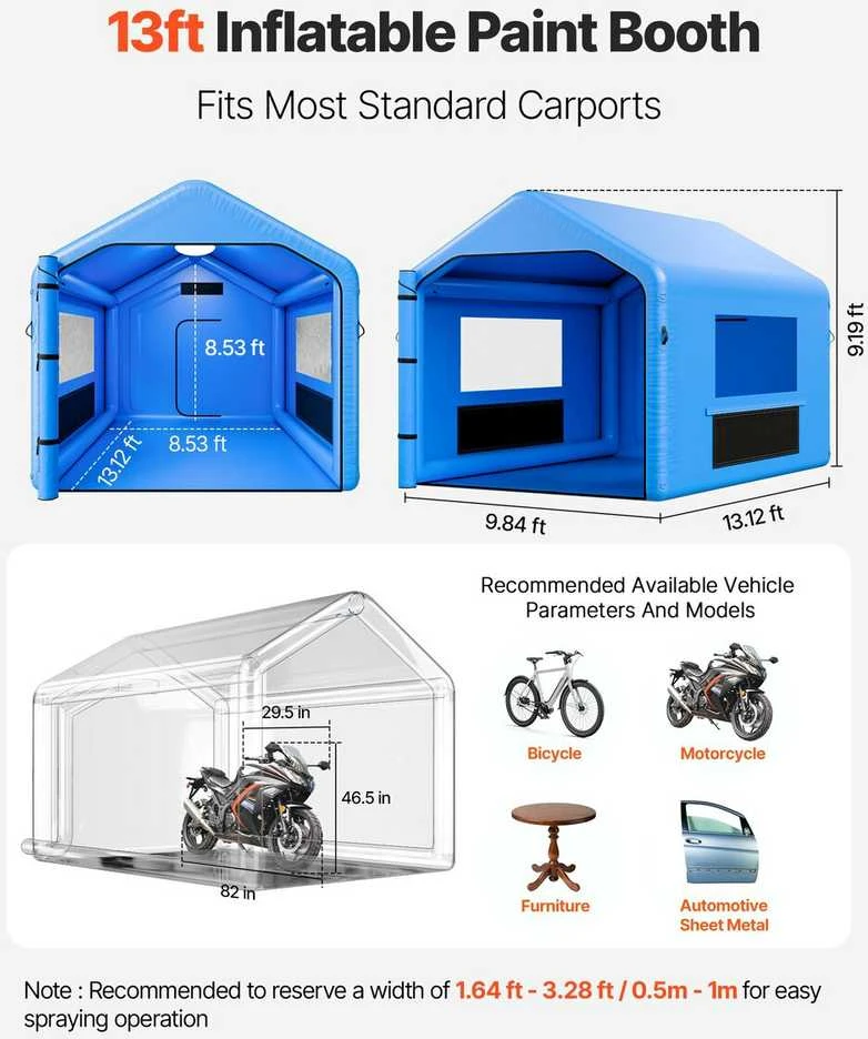 VEVOR Pripučiamas dažymo paviljonas 4 x 3 x 2.8 m