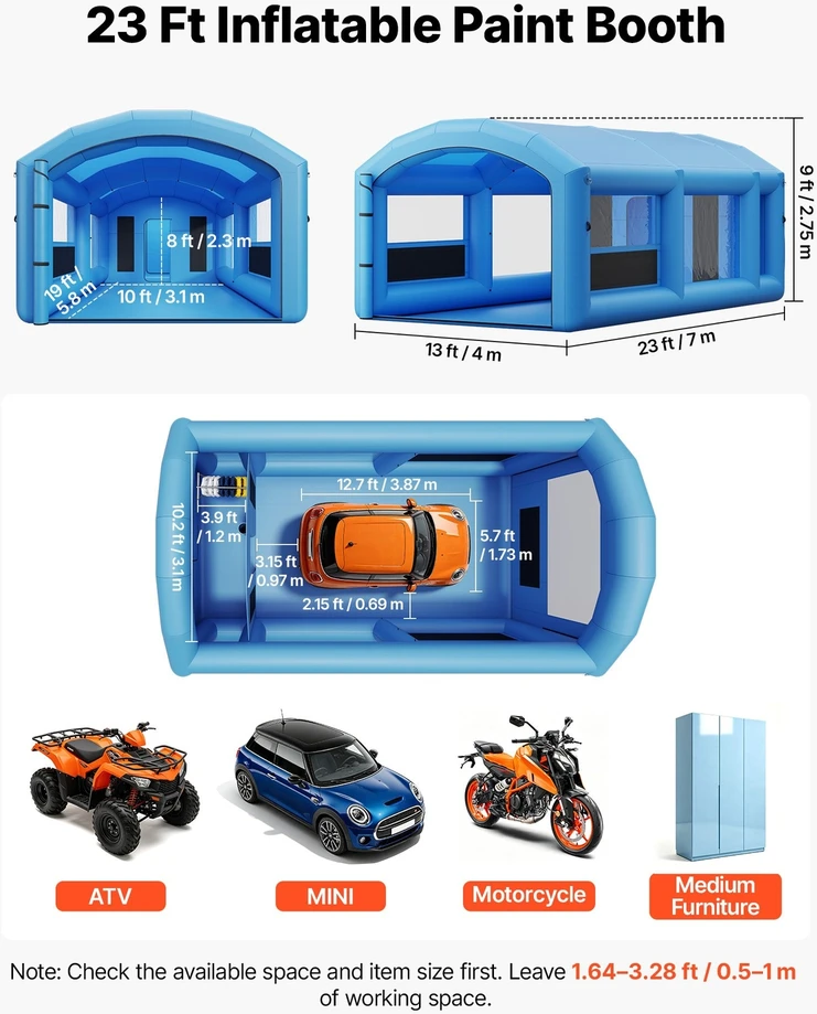 VEVOR Pripučiamas dažymo paviljonas 7 x 4 x 2.75 m