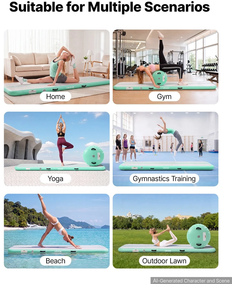 Pripučiamas gimnastikos kilimėlis 3 m su cilindru