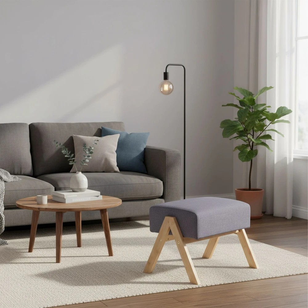 Relaxdays Pufas iš bambuko ir audinio