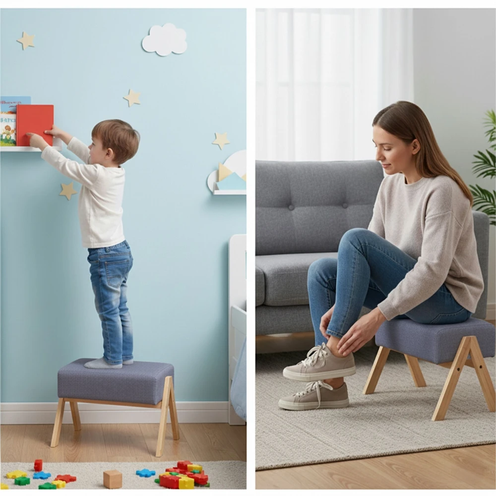 Relaxdays Pufas iš bambuko ir audinio