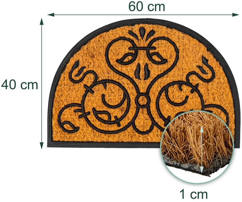 Relaxdays Pusiau apvalus durų kilimėlis su ornamentais