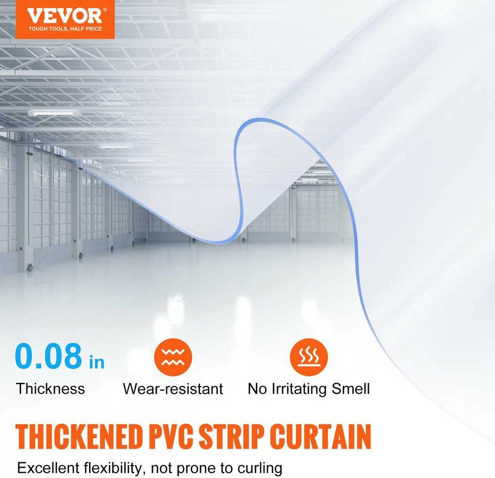 VEVOR PVC užuolaidų durų uždanga 50' x 20 cm vėsinimo įrenginiams