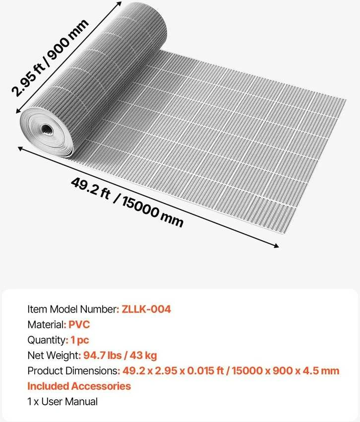 VEVOR PVC vandens nutekėjimo kilimėlis, 90 x 1500 cm