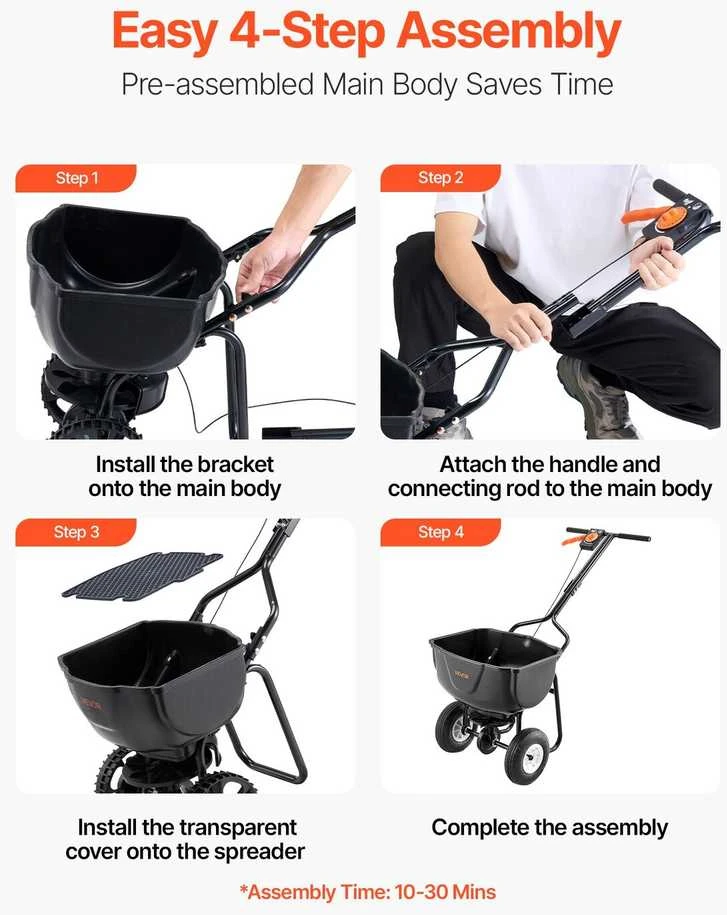 VEVOR Rankinis skleidėjas su tinkleliu, 27,2kg talpa